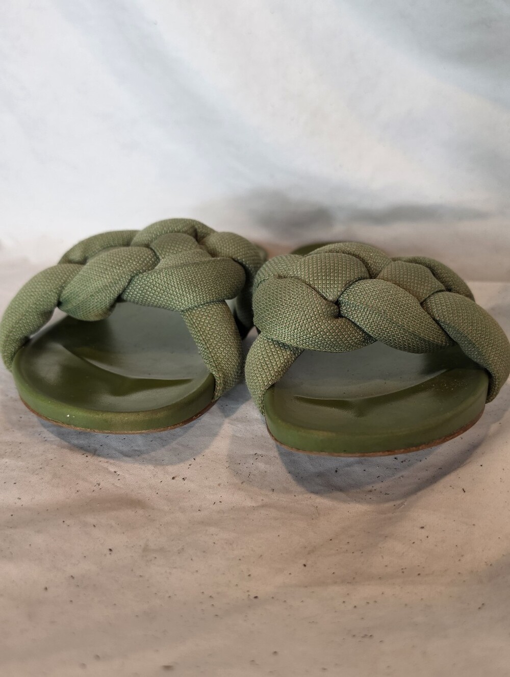 Rothy's Bubble Slide Sandals Size 10 Olive Green Braided - Picture 2 of 13